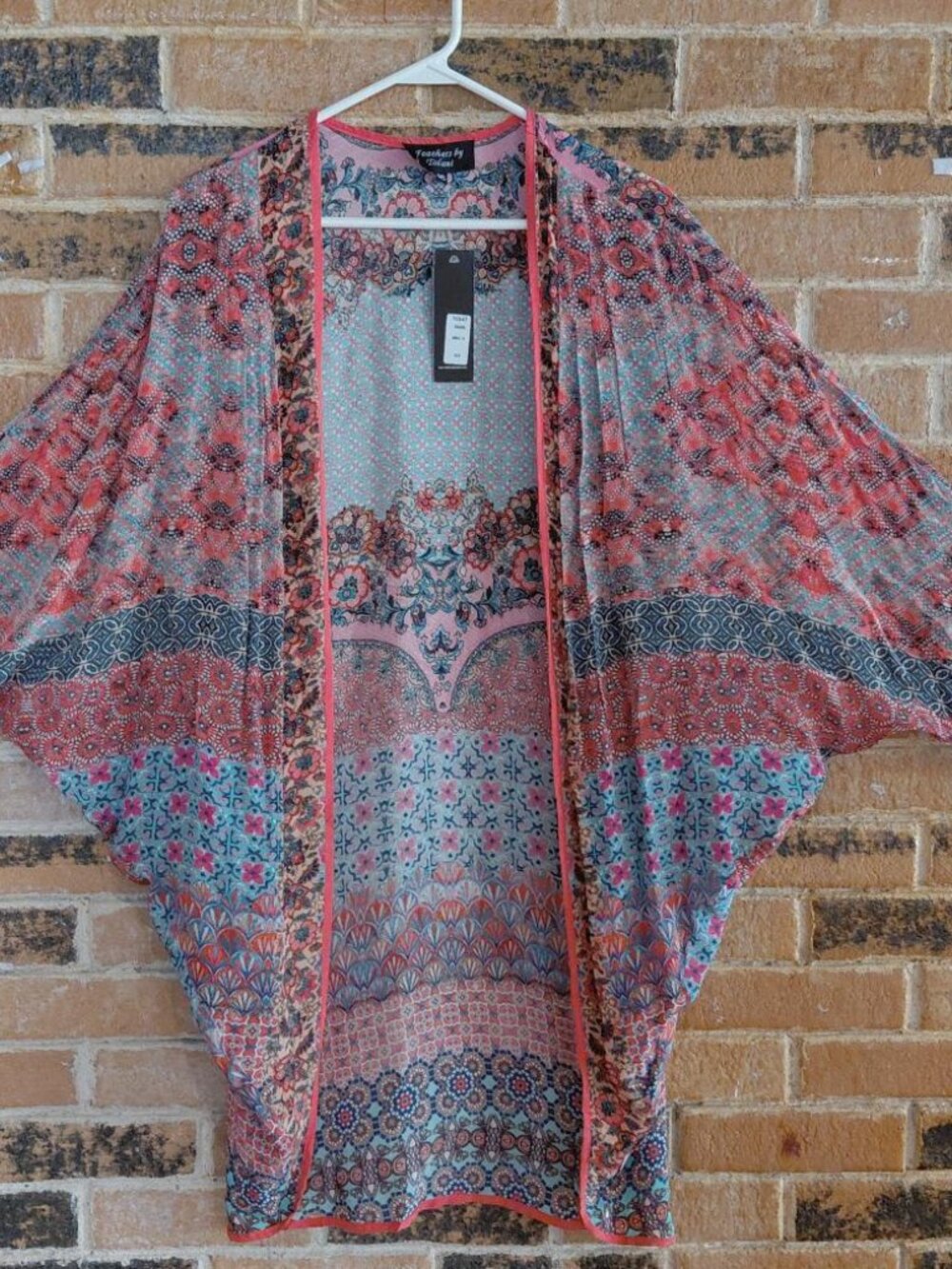 lNWT Tolani Floral Geometric Sahara Wrap Kimono Beach Cover Up